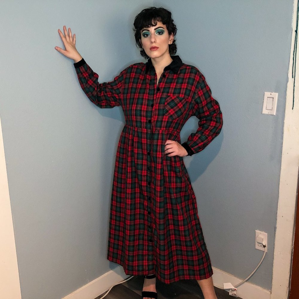 Vintage Sport Truly Yours Flannel Christmas Dress